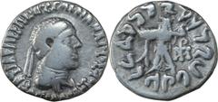 Silver Drachma Coin of Apollodotos II of Indo Greeks. Ancient India Indo-Greek Apollodotus II (80-60 BC) Silver Drachma Indo-Greek, Apollodotos II, Silver Drachma, Obv:diademed and draped bust of king