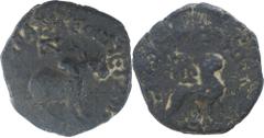 Copper Tetra Drachma Coin of Azes II of Bactrian and Indo Scythian. Coins Of INDIA Ancient India Indo-Scythian 01. Azes II (35-12 BC) Tetra Drachma ;Bactrian and Indo-Scythian Kingdoms, Azes II, Coppe