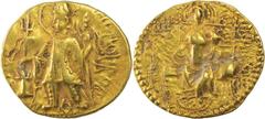Rare Gold Dinar Coin of Vasishka of Kushan Dynasty. Coins Of INDIA Ancient India Kushan Dynasty 10. Vashishka (240-250 AD) Gold Dinara ;Kushan Dynasty, Vasishkha(140-160 AD),Gold Dinar, Large Flan, Ob