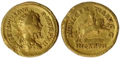 Very Rare Gold Aureus Coin of Septimius Severus of Roman Empire. Ancient India Indo-Roman Aureus ;Roman Empire, Septimius Severus(193-211 AD), Gold Aureus, Obv: laureate draped and cuirassed bust righ