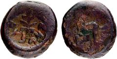 Coins Of INDIA Ancient India Tribal, Agrodaka (Agacha)/Agroha Janapada, Punjab-Haryana Region (150-100 BC), Post - Mauryan period, Copper Unit, Type II, Plate Coin, Obv: a tree within railings with fo