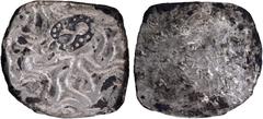 Coins of Ancient India & Ancient World Punch Marked Coin, Panchala Janapada (400-350 BC), Silver Vimshatika, Obv: four punches consisting of three composite 'S' shaped geometrical designs, counterstru
