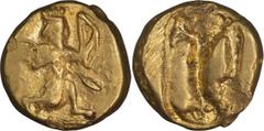 Ancient Greek Lydia, Sardes. 1st Gold Daric; Lydia, Sardes; Achaemenid, Darius I-Xerxes II, c. 485-420 BC, Gold Daric, 8.34g. Sunrise-24, Carradice-Type IIIb. Obv: The Great King running r., holding s
