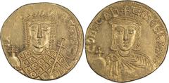 Byzantine Constantine VI and Irene. Solidus; Constantine VI and Irene; Constantinople, c. 792-7 AD, Solidus, 4.47g. Berk-235, DO-3, S-1594. Obv: IR[InH] - AGOVStI Bust of Irene facing, wearing crown a