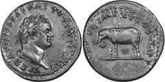 Roman Imperial Titus. Denarius; Titus; 79-81 AD, Rome, 80 AD, Denarius, 3.54g. BM-43, Paris-37, C-303 (2 Fr.), RIC-22a. Obv: IMP TITVS CAES VESPASIAN AVG Head laureate r. Rx: TR P IX IMP XV COS VIII P