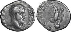 Roman Imperial Pertinax. Denarius; Pertinax; 193 AD, Rome, Denarius, 2.67g. RIC-24a; C-6 (120 Fr.); BM-36, pl. 6.6 (same obv. die). Obv: [DIV]VS PER[T] - PIVS PATE[R] Head bare r. Rx: CONSECR[ATI]O Ea