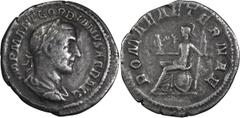 Roman Imperial Gordian I Africanus. Denarius; Gordian I Africanus; 238 AD, Rome, Denarius, 2.82g. BM-8, C-8 (120 Fr.), RIC-4 (R2). Obv: IMP M ANT GORDIANVS AFR AVG Bust laureate, draped, cuirassed r. 