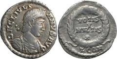 Roman Imperial Julian II. Reduced siliqua; Julian II; 360-363 AD, Arles, 360-1 AD, with Constantius II, Reduced Siliqua, 1.78g. RIC-297 (C), RSC-157†c. Obv: D N CL IVLI - ANVS AVG Unbearded, draped, c