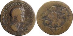 Roman Imperial Nero. Sestertius; Nero; 54-68 AD, Rome, 64-5 AD, Sestertius, 19.24g. BM-134, RIC-181. Obv: [NERO] CLAVDIVS CAESAR AVG GER [P M TR P IMP P P] Bust laureate r., probably with aegis on fro