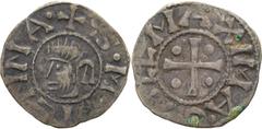 World Coins France, Provincial, ND, Denier, VF; France, Provincial, ND Denier, VF, Vienne (archbishophric). Anonymous. Circa 1150-1200. AR Denier. 1.0g, 17mm. Bare head of St. Maurice left / Short cro
