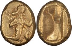 Ancient Greek Lydia, Sardes. 1st Gold Daric; Lydia, Sardes; Time of Darius I-Xerxes II, c. 485-420 BC, Daric, 8.35g. Sunrise-24, Carradice-Type IIIb, A/B. Obv: The Great King running r., holding spear