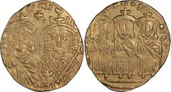 Byzantine Constantine VI and Irene with Leo III-IV and Constantine V. Solidus; Constantine VI and Irene with Leo III-IV and Constantine V; Constantinople, c. 790-92 AD, Solidus, 4.40g. Sear-1593, DO-1