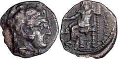 Ancient Greek Macedonia, Alexander III The Great Obol. ; Macedonia, Alexander III The Great Obol; 336-323 BC. Obol, 0.52g. Sear-6737, cf. Price-pl. CXLII. Obv: Head of Herakles r. wearing lionskin hea