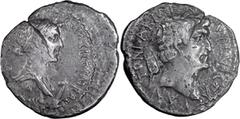 Imperatorial Cleopatra and Mark Antony. Denarius; Cleopatra and Mark Antony; 32 BC, Denarius, 3.42g. Cr-543/1; Syd-1210 (R7); C-1 (40 Fr.); Sear, Imperators-345. Obv: CLEOPATRAE - [REGINAE REGVM FILIO