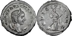 Roman Imperial Herennia Etruscilla. Antoninianus; Herennia Etruscilla; Rome, Antoninianus, 5.32g. RIC-58b (C), C-17 (C). Obv: HER ETRVSCILLA AVG Draped bust r. wearing stephane, with crescent behind s