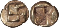 Ancient Greek Ionia, Uncertain Mint, 1/24 Stater. ; Ionia, Uncertain Mint, 1/24 Stater; Ionia, Uncertain Mint, 600-550 BC. 1/24 Stater, 0.74g. Rosen-365. Obv: Raised clockwise swastika pattern. Rx: Qu