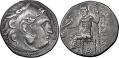 Ancient Greek Macedonia, Alexander III The Great. Drachm; Macedonia, Alexander III The Great; 336-323 BC. Magnesia ad Maeandrum, c. 305-297 BC, Drachm, 4.09g. Price-1991. Obv: Head of Alexander r. in 