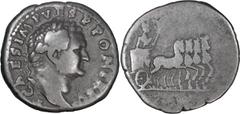 Roman Imperial Titus as Caesar. Denarius; Titus as Caesar; 70-79 AD, Rome, 72-3 AD, Denarius, 3.12g. BM-85A, C-394 (10 Fr.), RIC-371 (R2), Hendin-6513 (RR). Obv: T CAES IMP VES PON TR POT Head laureat