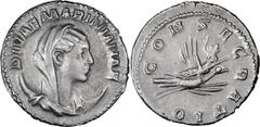 Roman Imperial Mariniana, Diva. Antoninianus; Mariniana, Diva; Rome, 254-8 AD, Antoninianus, 3.50g. Eauze-1321 (200 spec.), Cunetio-643 (63 spec.), RIC-6 (R), C-14 (8 Fr.). Obv: DIVAE MARINIANIAE Bust