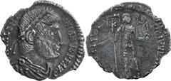 Roman Imperial Valentinian I. Siliqua; Valentinian I; 364-375 AD, 364-367 AD, Siliqua, 1.08g. Cf. C-18 (6 Fr.) and RSC-p. 149. Obv: [D N V]ALENT - INIANVS P F AVG Pearl-diademed, draped, cuirassed bus