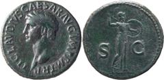 Roman Imperial Claudius I. 40-as; Claudius I; 41-54 AD, Rome, 41-2 AD, As, 11.88g. Apparently not in BMC or von Kaenel in Rome-mint style and with this obverse legend. Obv: TI CLAVDIVS CAESAR AVG IMP 