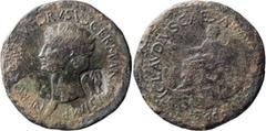 Roman Imperial Nero Claudius Drusus. Sestertius; Nero Claudius Drusus; Died 9 BC, Uncertain Thracian Mint, 51-54 AD, Sestertius, 22.56g. BM-208, Paris-198, C-8 (10 Fr.), RIC-109. Obv: NERO CLAVDIVS DR