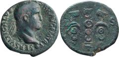Roman Imperial Galba. 40-as; Galba; 68-69 AD, Rome, As, 10.58g. Kraay-417 (dies Axxi / Pxxviii). Obv: SER SVLPI GALBA IMP CAESAR AVG P M TR P Head laureate r. on globe. Rx: S - C across field, Three s