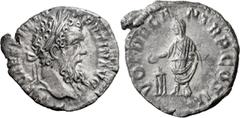 Roman Imperial Pertinax. Denarius; Pertinax; 193 AD, Rome, Denarius, 2.96g. BM-24, C-56 (50 Fr.), RIC-13a. Obv: IMP CAES P [HELV] - PERTIN AVG Head laureate r. Rx: VOT DECE - N TR P COS II Pertinax, t