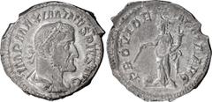 Roman Imperial Maximinus I Thrax. Denarius; Maximinus I Thrax; 235-238 AD, Rome, 236-238 AD, Denarius, 2.58g. BM-170, C-75, RIC-20. Obv: without GERM, third portrait. Rx: PROVIDENTIA AVG Providentia s