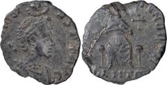 Roman Imperial Aelia Eudoxia, 400-404 AD. Engravers Error: Her Portrait, but Legend of Her Husband Arcadius. AE 3; Aelia Eudoxia, 400-404 AD. Engravers Error: Her Portrait, but Legend of Her Husband A