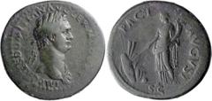 Roman Imperial Domitian. Sestertius; Domitian; 81-96 AD, Rome, 85 AD, Sestertius, 24.86g. RIC-276 (R2), pl. 141 (this coin). Obv: IMP CAES DOMITIAN AVG GERM COS XI Bust laureate r., aegis on front sho