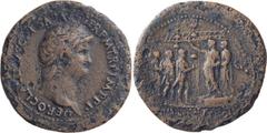 Roman Imperial Nero. Sestertius; Nero; 54-68 AD, Rome, c. 64-5 AD, Sestertius, 22.29g. Cf. BM-122. Obv: NERO CLA[VD CAESAR AVG G]ER P M TR P IMP P P Head laureate r. Rx: ADLOCVT COH in exergue, S - C 