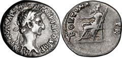 Roman Imperial Nerva. Denarius; Nerva; 96-98 AD, Rome, 97 AD, Denarius, 3.43g. BMC-p. 8, citing Vienna; C-81 (no source cited). Obv: IMP NERVA CAES AVG - P M TR P II COS III P P. Rx: FORTVNA - P R For