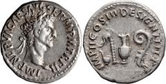 Roman Imperial Nerva. Denarius; Nerva; 96-98 AD, Rome, 97 AD, Denarius, 3.24g. BMC-p. 9. Obv: IMP NERVA CAES AVG GERM P M TR P II Head laureate r. Rx: IMP II COS III - DESIGN IIII P P Sacrificial impl