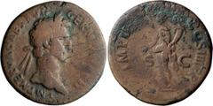 Roman Imperial Nerva. Sestertius; Nerva; 96-98 AD, Rome, 1-28 Jan. 98 AD, Sestertius, 23.88g. BM-144, C-87 (citing Wiczay, 10 Fr.). Obv: IMP NERVA CAES AVG - GERM P M TR P Head laureate r. Rx: IMP II 