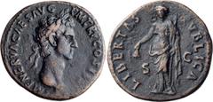 Roman Imperial Nerva. 40-as; Nerva; 96-98 AD, Rome, 96 AD, As, 11.23g. Paris-85, BMC-p. 17 (citing a Paris spec. as described by Cohen-108). Obv: IMP NERVA CAES AVG P M TR P COS II P [P] Head laureate