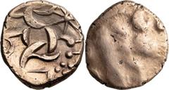 Ancient Greek Celtic Britain, the Corieltauvi. Stater; Celtic Britain, the Corieltauvi; South Ferriby type, c. 45-10 BC, Stater, 5.63g. Van Arsdell-837-3. Obv: Abstract head of Apollo r., from almost 