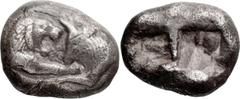 Ancient Greek Lydia, Croesus. Stater; Lydia, Croesus; 565-546 BC, Heavy Stater, 10.32g. Berk-16. Obv: Confronted foreparts of a lion and bull. Rx: Incuse squares.. VF