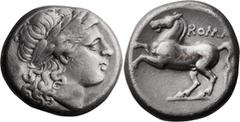 Roman Republic Anonymous. Didrachm; Anonymous; 234-231 BC, Didrachm, 6.64g. Cr-26/1, Syd-27 (R5). Obv: Head of Apollo r. Rx: Free horse l., ROMA above. Ex CNG 124, 19 September 2023, lot 471.. VF