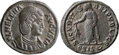 Roman Imperial Helena. AE 2; Helena; Siscia, AE 2, 2.93g. RIC-218. Obv: FL HELENA AVGVSTA, Bust of Helena, wearing necklace and mantle, right Rx: SECVRITAS REIPVBLICE, Securitas, draped, standing fron