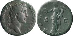 Roman Imperial Antoninus Pius. Dupondius; Antoninus Pius; 138-161 AD, Rome, 139 AD, Dupondius, 11.65g. Strack-773 (citing 1 spec., in Vienna). Obv: ANTONINVS - AVG PIVS [P P] Head radiate r. Rx: AFR -
