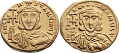 Byzantine Constantine V. Solidus; Constantine V; 741-775 AD. Constantinople, c. 741-51 AD, Solidus, 4.40g. Berk-225, Sear-1550. Obv: G N CO - N - StANtINUC Crowned frontal bust of Constantine V with s