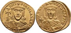 Byzantine Nicephorus I and Stauracius. Solidus; Nicephorus I and Stauracius; 802-811 AD. Constantinople, 803-811 AD, Solidus, 4.37g. Berk-238, Sear-1604. Obv: nICI - FOROS bASIL E' Bust of Nicephorus 
