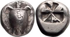 Ancient Greek Attica, Aegina. Stater; Attica, Aegina; c. 510-490 BC, Stater, 12.22g. Asyut early Group III, similar to 438. ANS Museum Notes 33, 1988, 120 (this coin). Obv: Sea Turtle with smooth shel