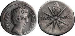 Roman Imperial Augustus. Denarius; Augustus; 27 BC-14 AD, Caesaraugusta, Spain, 19-18 BC, Denarius, 3.21g. RIC-37a, Cohen, DCA-98. Obv: CAESAR AVGVSTVS Head of Augustus to r., wearing oak wreath. Rx: 