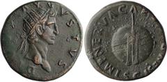 Roman Imperial Nerva. Dupondius; Nerva; 96-98 AD, Rome, 98 AD, Dupondius, 14.23g. RIC-131. Obv: DIVVS AVGVSTVS Radiate head of Divus Augustus r. Rx: IMP NERVA CAES AVG REST, Rudder attached to globe, 