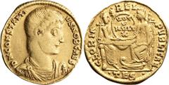 Roman Imperial Constantius Gallus as Caesar. Solidus; Constantius Gallus as Caesar; 351-354 AD, Thessalonica, Solidus, 3.96g. RIC-151, Depeyrot-9/2. Obv: D N CONSTANTIVS NOB CAES, bare-headed, draped 
