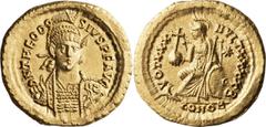 Roman Imperial Theodosius II. Solidus; Theodosius II; 402-450 AD, Constantinople, 430-440 AD, Solidus, 4.49g. RIC-257, Depeyrot-81/1. Obv: D N THEODOSIVS P F AVGk, Bust facing slightly right Rx: OT XX