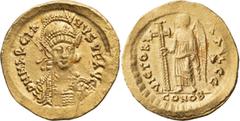 Roman Imperial Marcian. Solidus; Marcian; 450-457 AD, Constantinople, 450-457 AD, Solidus, 4.44g. RIC-510, Depeyrot-87/1. Obv: Bust facingy slightly right. Rx: Victory standing left, holding long jewe