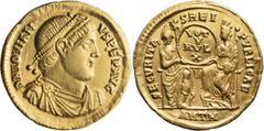 Roman Imperial Jovian. Solidus; Jovian; 363-364 AD, Antioch, 363 AD, Solidus, 4.50g. C-8, Depeyrot-18/2, RIC-223. Obv: D N IOVIANVS PEP AVG, Bust right. Rx: SECVRITAS REI PVBLICAE, Roma and Constantin